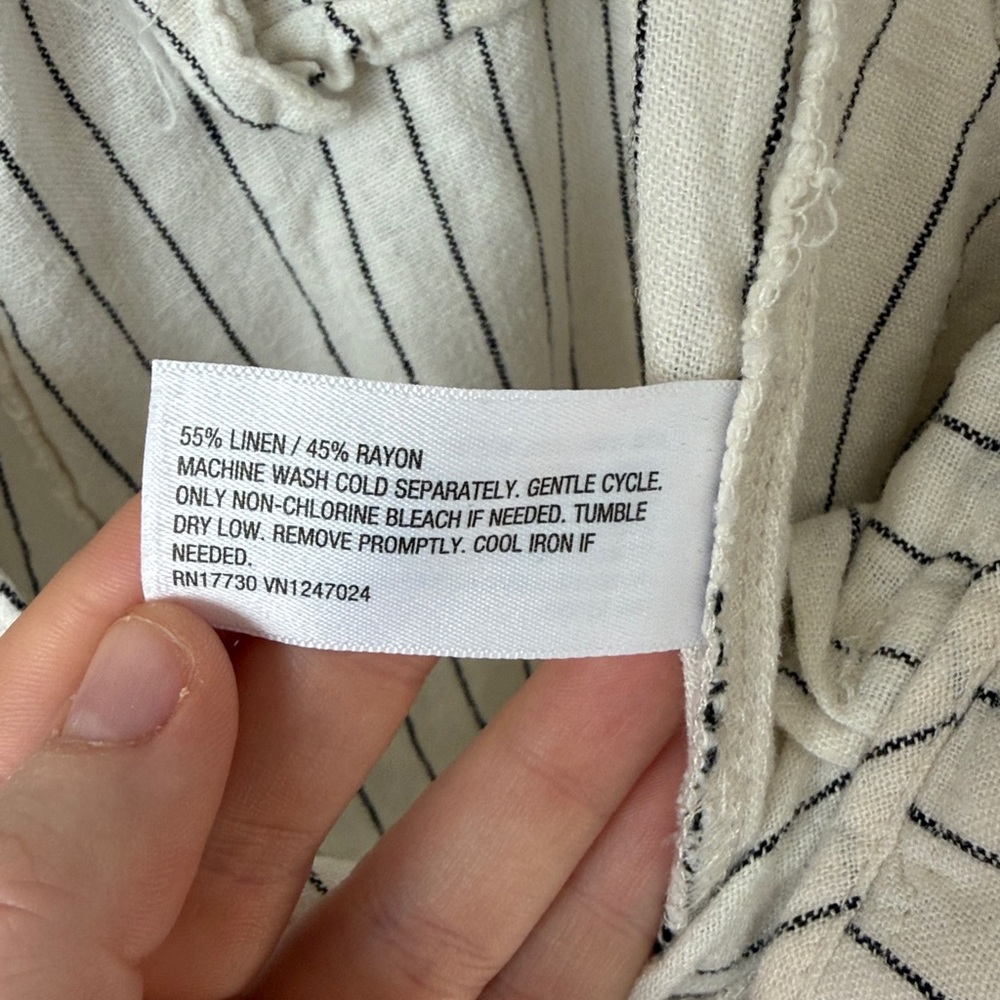 A New Day Black and White Linen Pinstripe Trouser Pants - Picture 8 of 8
